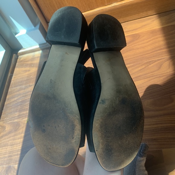 Low heel sling back open toe suede mules - black size US 8.5 - Picture 3 of 3